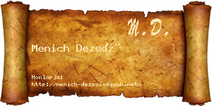 Menich Dezső névjegykártya